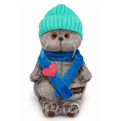 Мягкая игрушка Кот Басик Baby в шапке и шарфе с сердечком Budi Basa Ks22-250 1